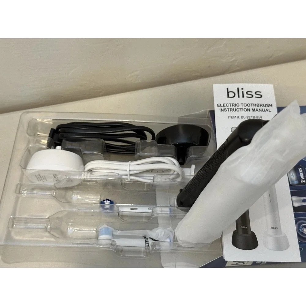 Bliss Electric Toothbrush Set 2. Black & White. Compatible With Oral-Brush Head